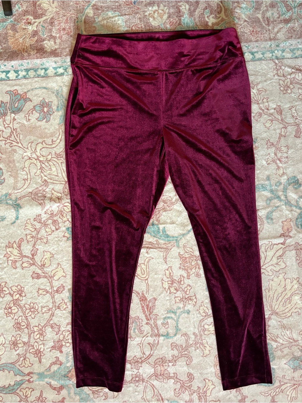 INC International Concepts Burgundy Velvet Straight-Leg Pants